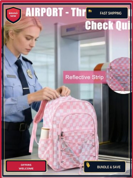 Heavy Duty Mesh Backpack See Through Bookbag for School, Sports, Travel